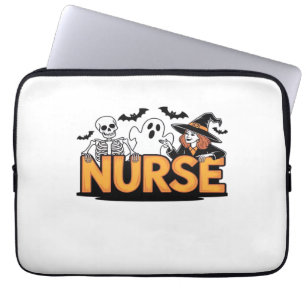 Nurse - Halloween - with ghost, witch, and skeleto Laptop Sleeve