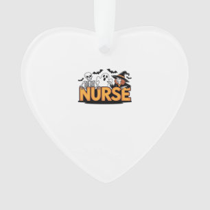 Nurse - Halloween - with ghost, witch, and skeleto Ornament