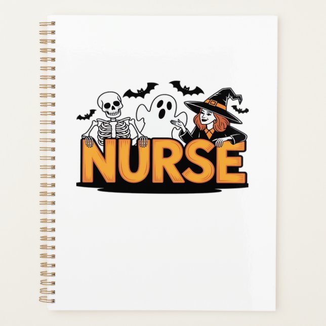 Nurse - Halloween - with ghost, witch, and skeleto Planner (Front)