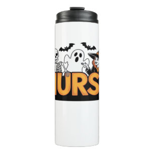 Nurse - Halloween - with ghost, witch, and skeleto Thermal Tumbler