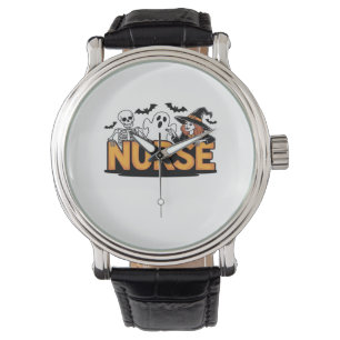 Nurse - Halloween - with ghost, witch, and skeleto Watch