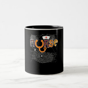 Nurse Halloween With Pumpkin Boo Spider Wicth Two-Tone Coffee Mug