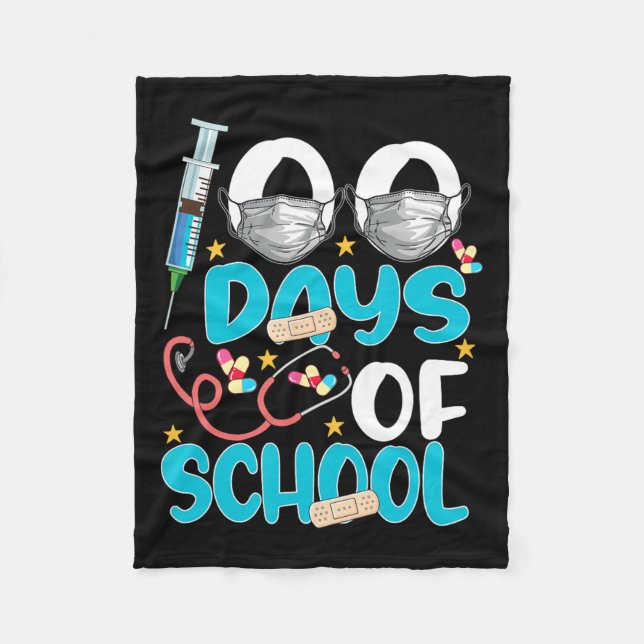 Nurse Happy 100 Days Of School Celebration Outfit  Fleece Blanket (Front)