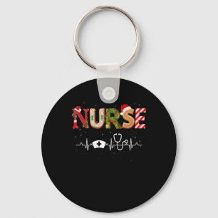 Nurse Hat Heartbeat Xmas Santa Claus Snow Christma Key Ring
