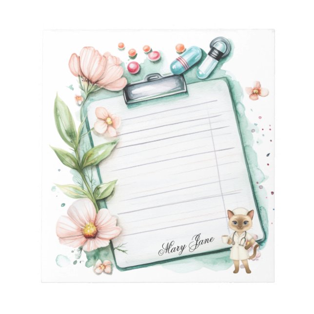 Nurse having a cup of coffee  notepad (Front)