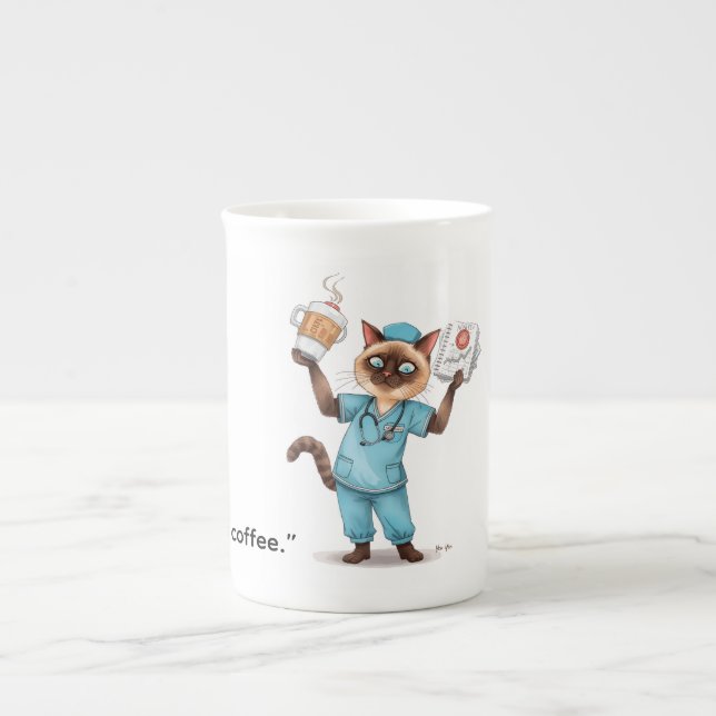 Nurse having coffee Break Bone China Mug (Front)