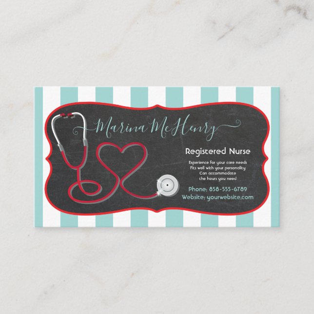 Nurse Health Care business cards (Front)