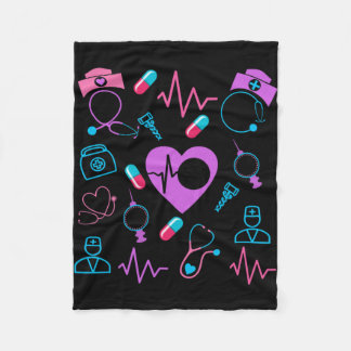 Nurse Healthcare Nursing Elements Design   Fleece Blanket