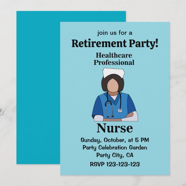 Nurse Healthcare Professional Retirement Party Invitation (Front/Back)