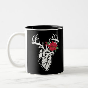 Nurse Heart Anatomy Reindeer Heart Cath Lab RN Two-Tone Coffee Mug