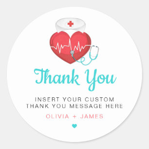 Nurse Heart Beat Stethoscope Thank You Sticker