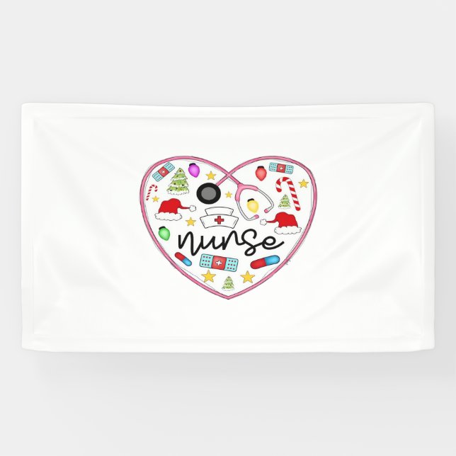 Nurse Heart, Halloween Oversized T-Shirt Banner (Horizontal)