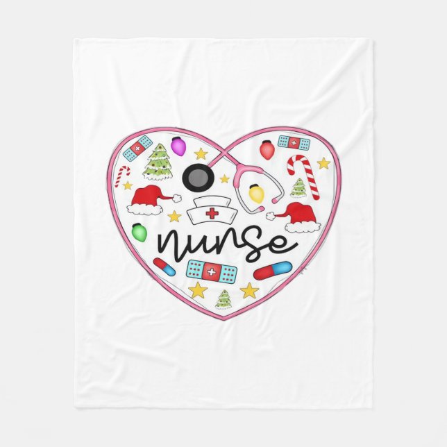 Nurse Heart, Halloween Oversized T-Shirt Fleece Blanket (Front)