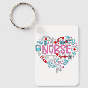 Nurse Heart Illustration Key Ring