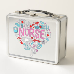 Nurse Heart Illustration Metal Lunch Box