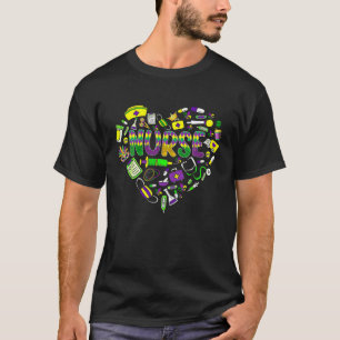 Nurse Heart Nursing RN Life Mardi Gras 2022 Festiv T-Shirt