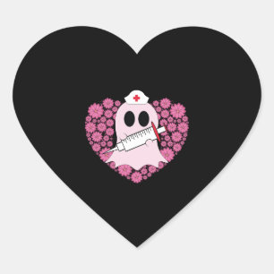 Nurse Heart Pink Ghost Breast Cancer Awareness Sticker