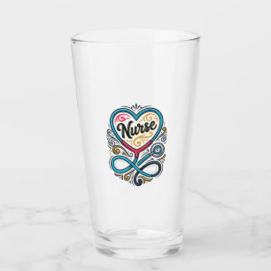 Nurse Heart Stethoscope Vintage Engraving Design_1 Glass