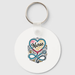 Nurse Heart Stethoscope Vintage Engraving Design_1 Key Ring