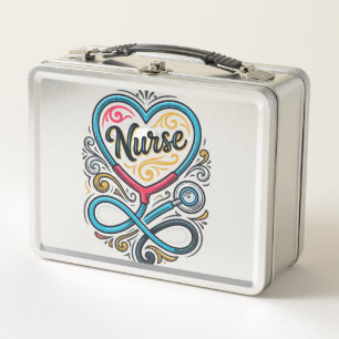 Nurse Heart Stethoscope Vintage Engraving Design_1 Metal Lunch Box