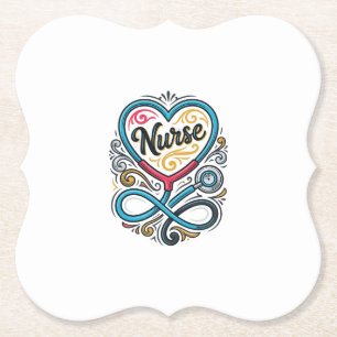 Nurse Heart Stethoscope Vintage Engraving Design_1 Paper Coaster