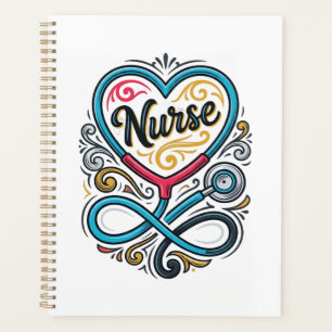 Nurse Heart Stethoscope Vintage Engraving Design_1 Planner