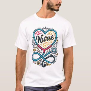 Nurse Heart Stethoscope Vintage Engraving Design_1 T-Shirt