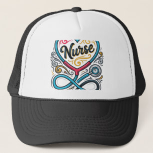 Nurse Heart Stethoscope Vintage Engraving Design_1 Trucker Hat