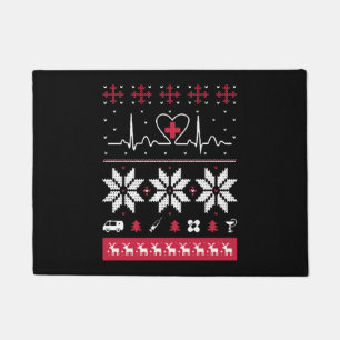 Nurse heartbeat - Ugly Christmas sweater Doormat