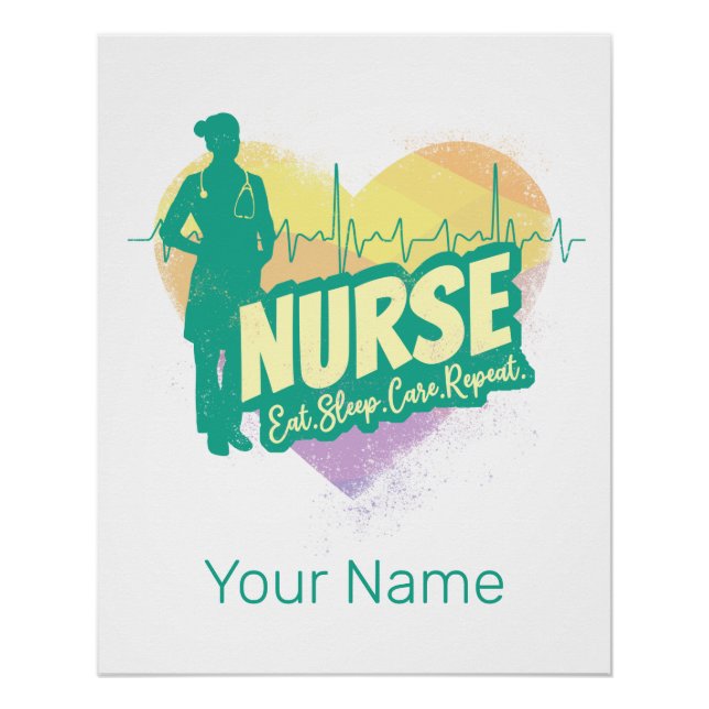 Nurse Heartbeat Vintage Graduation Nursing School Poster (Front)