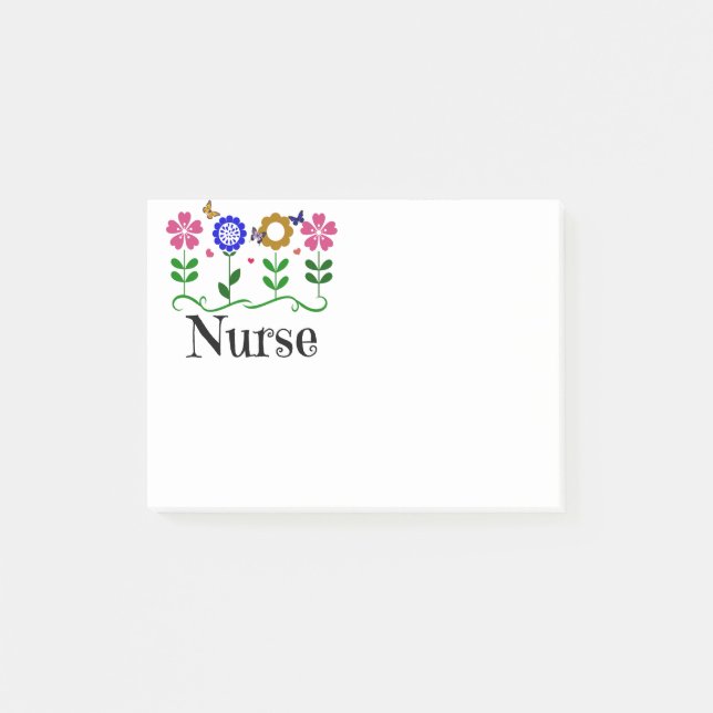 Nurse--Hearts, Flowers and Butterflies Post-it Notes (Front)