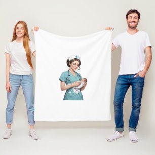 Nurse Holding Newborn – Gentle Care Medical Design Fleece Blanket