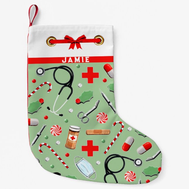 Nurse Holiday Gift Small Christmas Stocking (Front)