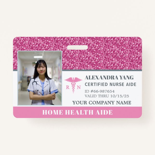 Nurse Home Health Aid Photo ID Badge (Front)
