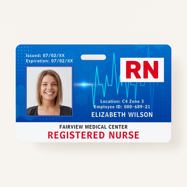 Nurse Hospital Medical Employee Photo ID ID Badge (Front)