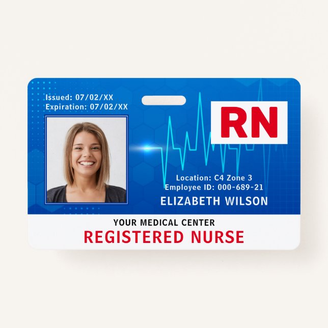 Nurse Hospital Medical Employee Photo ID ID Badge (Front)