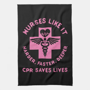 Nurse Humor - CPR  Save Lives - Funny Novelty Tea Towel