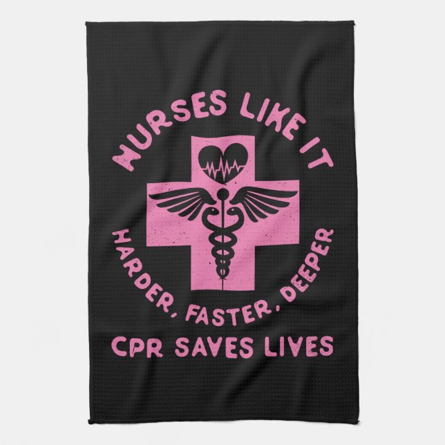Nurse Humour - CPR  Save Lives - Funny Novelty Tea Towel (Vertical)
