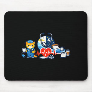 Nurse Humour Night Shift Emblem for RN Team Pride Mouse Mat