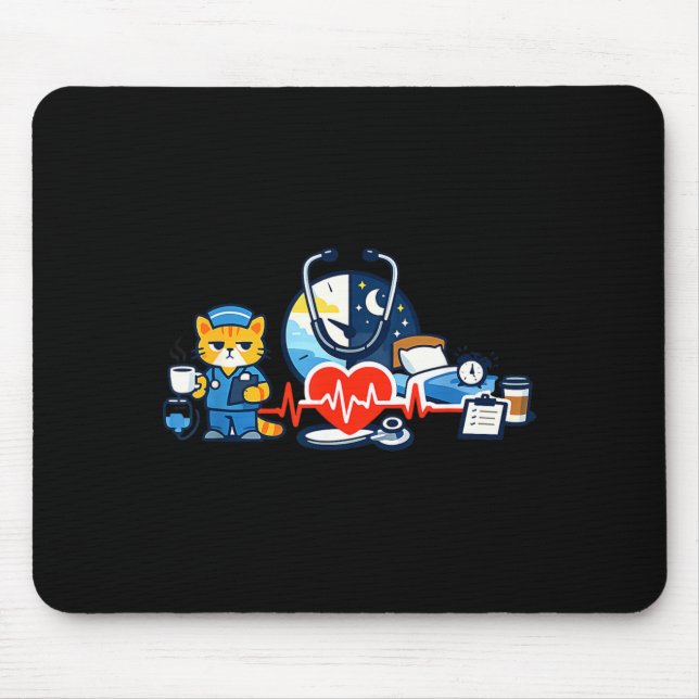 Nurse Humour Night Shift Emblem for RN Team Pride Mouse Mat (Front)