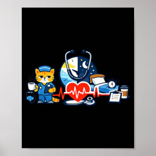 Nurse Humour Night Shift Emblem for RN Team Pride Poster
