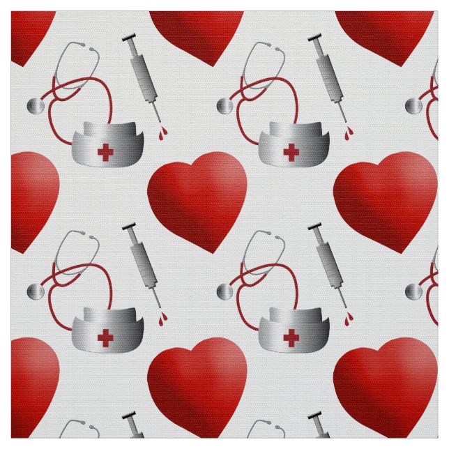 Nurse Icons with Heart Fabric (Swatch)