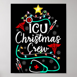 Nurse Icu Christmas Crew Nursing Christmas Tree Poster