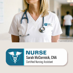 Nurse ID Name Tag Custom Colour Logo Employee Teal