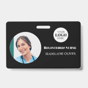 Nurse ID Photo Black Simple Logo Badge