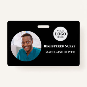 Nurse ID Photo Black Simple Logo Badge ID Badge