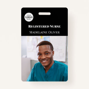 Nurse ID Photo Black Simple Logo Badge ID Badge