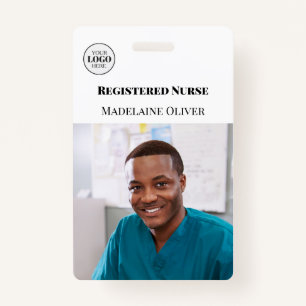 Nurse ID Photo White Simple Logo Badge ID Badge