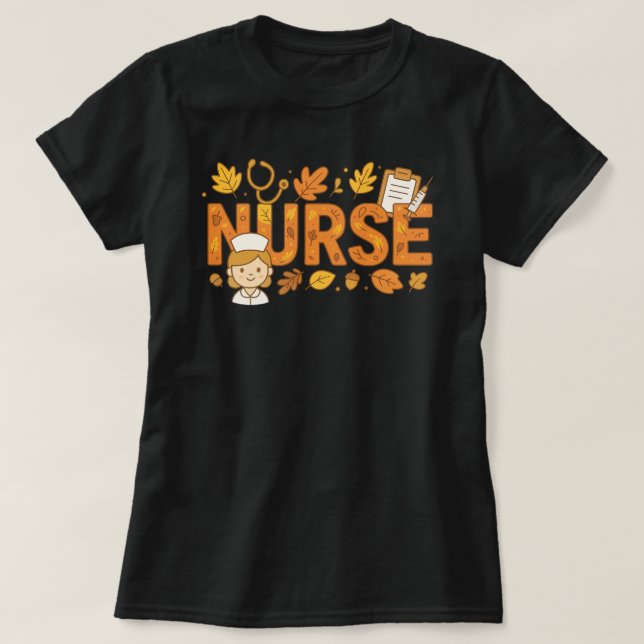 Nurse in Autumn Colours T-Shirt (Design Front)