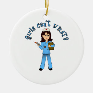 Nurse in Blue Scrubs (Light) Ceramic Tree Decoration